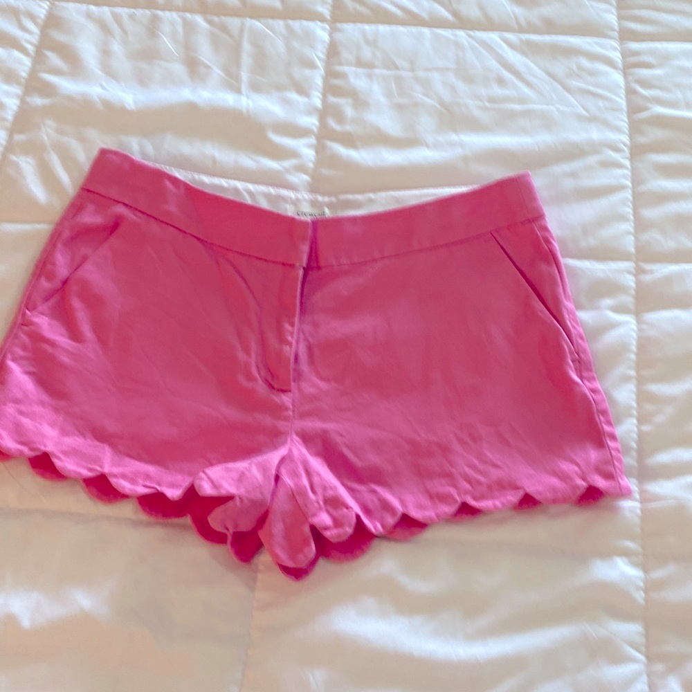 JCrew pink scalloped shorts